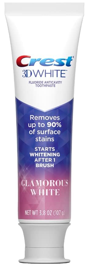 Crest 3D Glamorous White Toothpaste Enamel Safe Whitening for Teeth Pack of 2 |8oz (107g) Safe for Enamel Whitening Expo