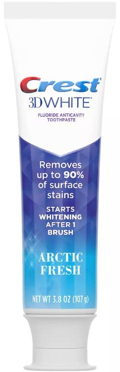 Crest 3D White Arctic Fresh Whitening Toothpaste for Teeth Whitening - Pack of 2, |8 oz (107g) - Fluoride Toothpaste to