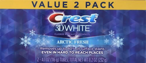 Crest 3D White Fluoride Anticavity Toothpaste Arctic Fresh Value Pack for Adults, |1 Oz (2-Pack)