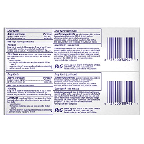 Crest 3D Brilliance Vibrant Teeth Whitening Toothpaste for Fresh Breath, Peppermint Flavor, 2 Tubes Per Pack, Ultimate W